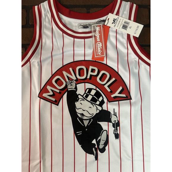 MONOPOLY White Headgear Classics Basketball Jersey~Never Worn~XL - Picture 3 of 6